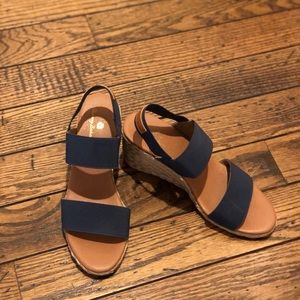 Navy Wedge Sandals Size 7.5